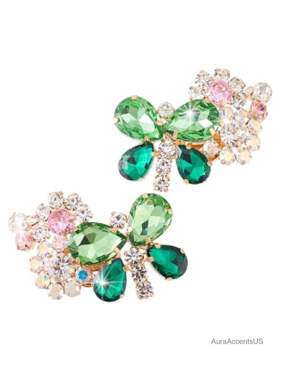 2pc Butterfly Shoe Clips Rhinestone Crystal Buckles for Wedding Dress Shoes